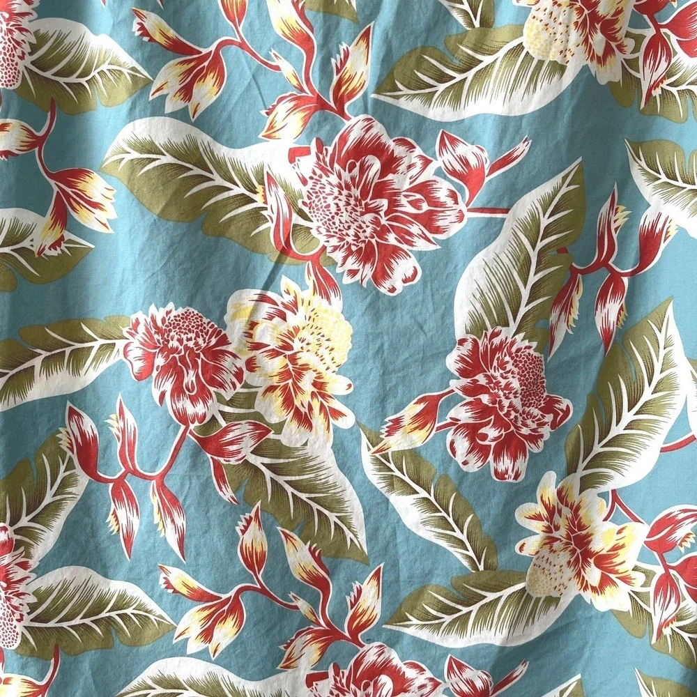 J. Crew Men Flex Washed Shirt M Blue Floral Slim Fit SS Stretch‎ Hawaiian Preppy
